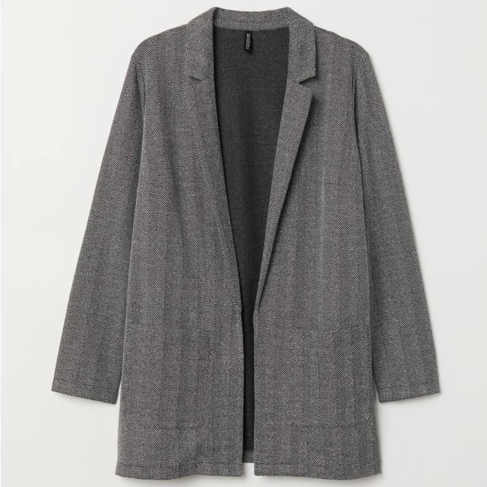 H&M Divided Black Houndstooth long jacket/Blazer